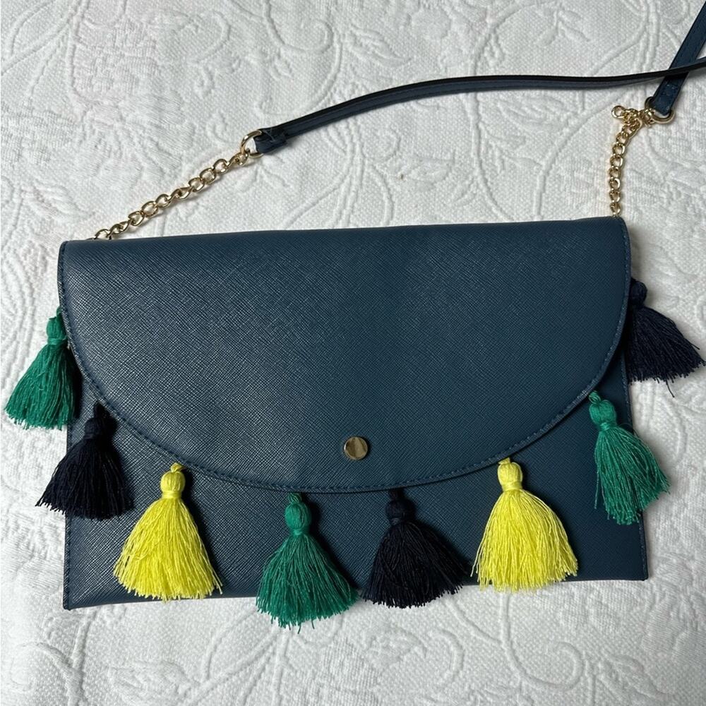 NWOT Navy Blue Tassel Crossbody Clutch Purse